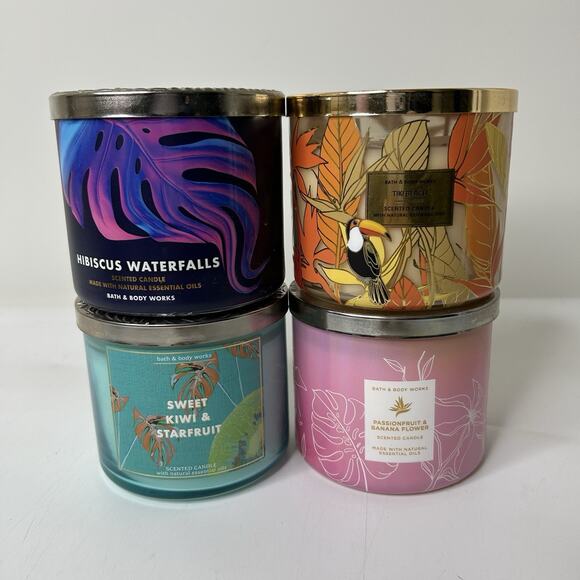 Bath & Body Works Candles Tropical Scent Lot Of 4 3 Wick Large - Picture 1 of 11
